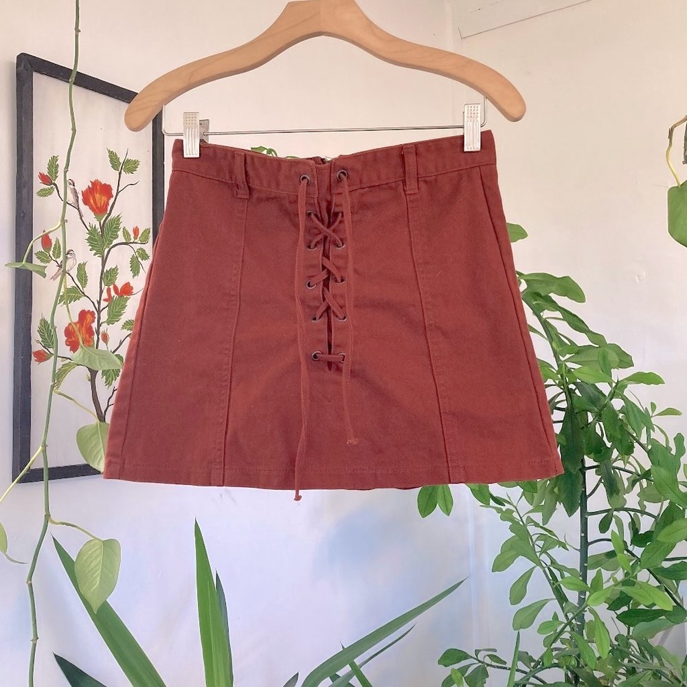 Burt Orange Denim Mini Skirt